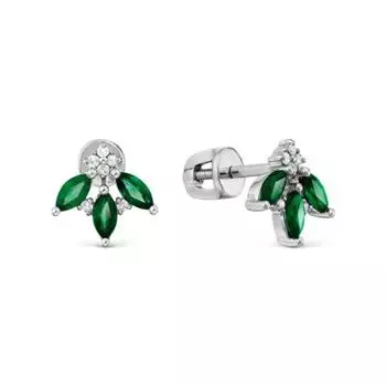Серьги с изумрудами и бриллиантами Линии Любви