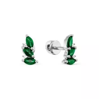 Серьги с изумрудами и бриллиантами Линии Любви