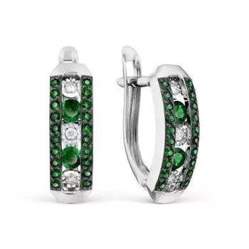 Серьги с изумрудами и бриллиантами Линии Любви