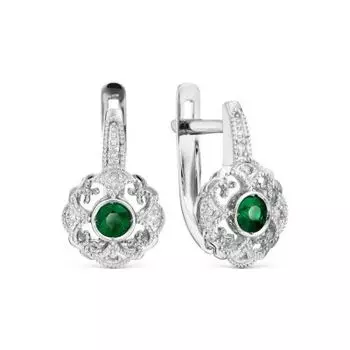 Серьги с изумрудами и бриллиантами Линии Любви
