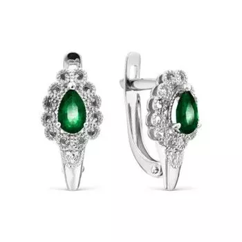 Серьги с изумрудами и бриллиантами Линии Любви
