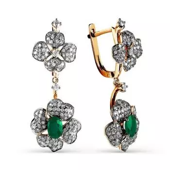 Серьги с изумрудами и бриллиантами Линии Любви