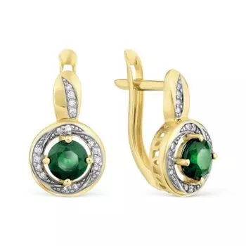 Серьги с изумрудами и бриллиантами Линии Любви