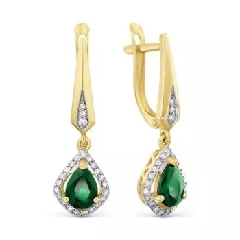 Серьги с изумрудами и бриллиантами Линии Любви