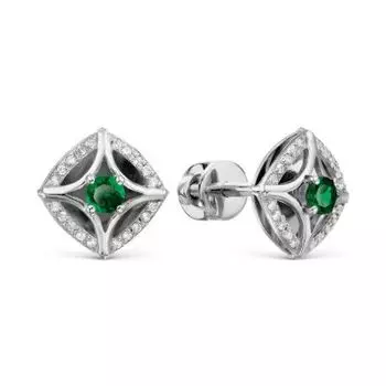 Серьги с изумрудами и бриллиантами Линии Любви