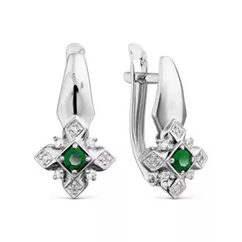 Серьги с изумрудами и бриллиантами Линии Любви