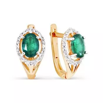 Серьги с изумрудами и бриллиантами Линии Любви