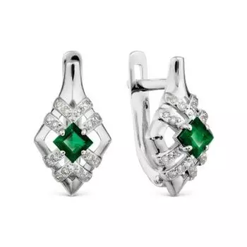 Серьги с изумрудами и бриллиантами Линии Любви