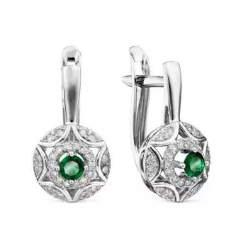 Серьги с изумрудами и бриллиантами Линии Любви