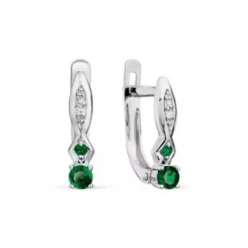 Серьги с изумрудами и бриллиантами Линии Любви