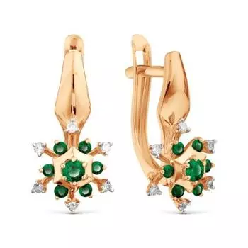 Серьги с изумрудами и бриллиантами Линии Любви