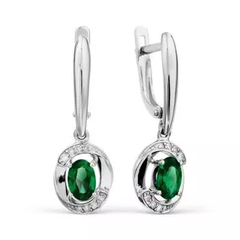 Серьги с изумрудами и бриллиантами Линии Любви