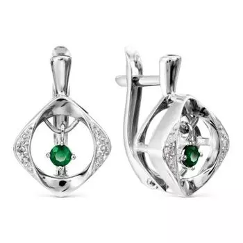 Серьги с изумрудами и бриллиантами Линии Любви