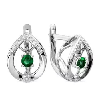 Серьги с изумрудами и бриллиантами Линии Любви