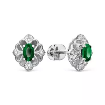 Серьги с изумрудами и бриллиантами Линии Любви