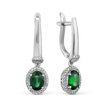 Серьги с изумрудами и бриллиантами Линии Любви