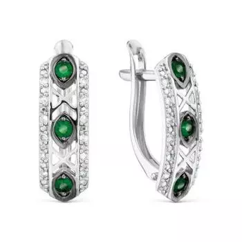 Серьги с изумрудами и бриллиантами Линии Любви