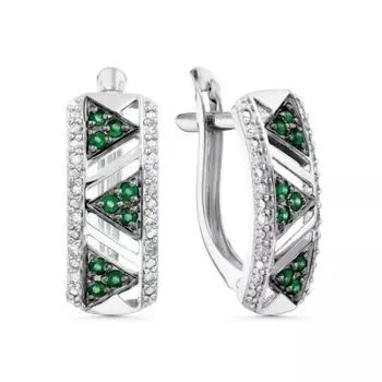 Серьги с изумрудами и бриллиантами Линии Любви