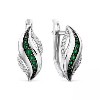 Серьги с изумрудами и бриллиантами Линии Любви