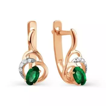 Серьги с изумрудами и бриллиантами Линии Любви