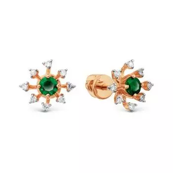Серьги с изумрудами и бриллиантами Линии Любви