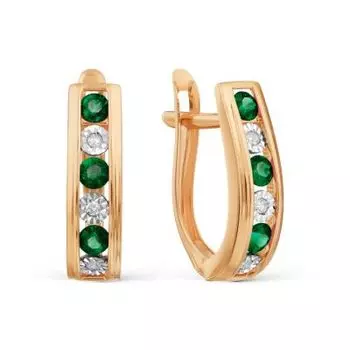 Серьги с изумрудами и бриллиантами Линии Любви