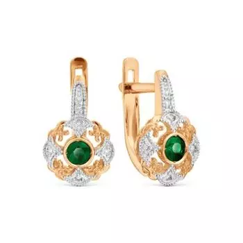 Серьги с изумрудами и бриллиантами Линии Любви
