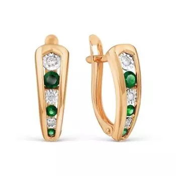 Серьги с изумрудами и бриллиантами Линии Любви