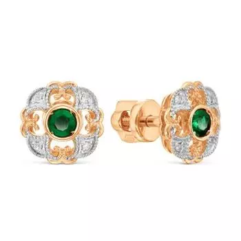 Серьги с изумрудами и бриллиантами Линии Любви