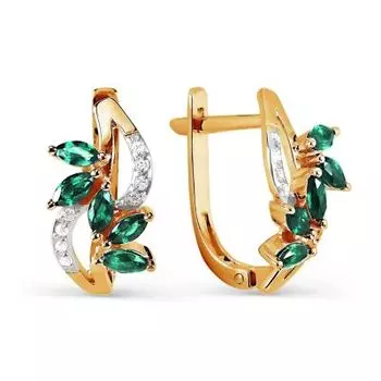 Серьги с изумрудами и бриллиантами Линии Любви