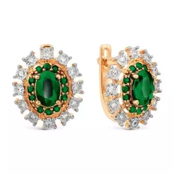 Серьги с изумрудами и бриллиантами Линии Любви