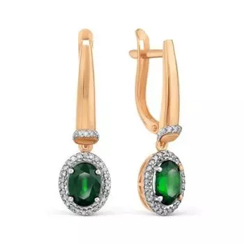 Серьги с изумрудами и бриллиантами Линии Любви