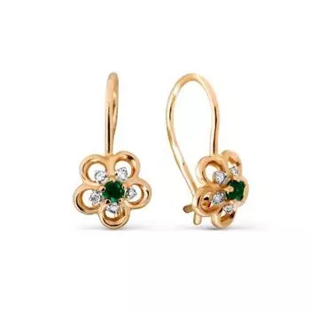 Серьги с изумрудами и бриллиантами Линии Любви