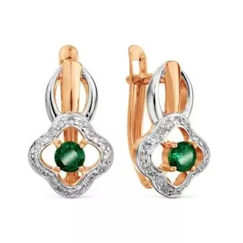 Серьги с изумрудами и бриллиантами Линии Любви