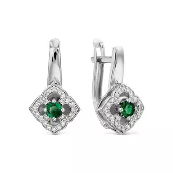 Серьги с изумрудами и бриллиантами Линии Любви