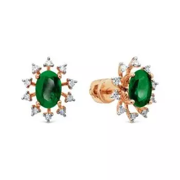 Серьги с изумрудами и бриллиантами Линии Любви