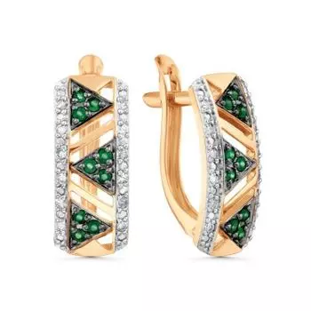 Серьги с изумрудами и бриллиантами Линии Любви