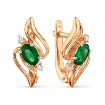 Серьги с изумрудами и бриллиантами Линии Любви