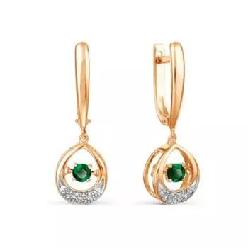Серьги с изумрудами и бриллиантами Линии Любви