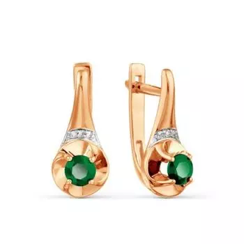 Серьги с изумрудами и бриллиантами Линии Любви