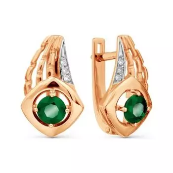 Серьги с изумрудами и бриллиантами Линии Любви