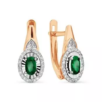Серьги с изумрудами и бриллиантами Линии Любви