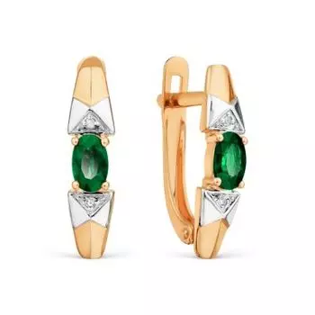 Серьги с изумрудами и бриллиантами Линии Любви