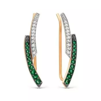 Серьги с изумрудами и бриллиантами Линии Любви