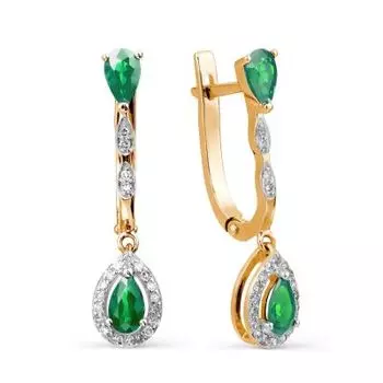 Серьги с изумрудами и бриллиантами Линии Любви