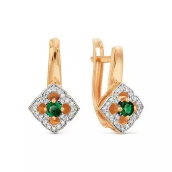 Серьги с изумрудами и бриллиантами Линии Любви