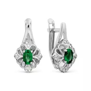 Серьги с изумрудами и бриллиантами Линии Любви