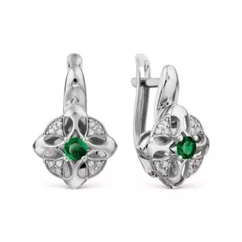 Серьги с изумрудами и бриллиантами Линии Любви