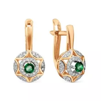 Серьги с изумрудами и бриллиантами Линии Любви