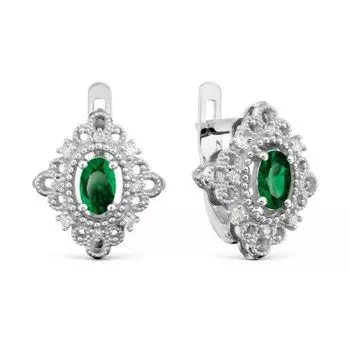 Серьги с изумрудами и бриллиантами Линии Любви